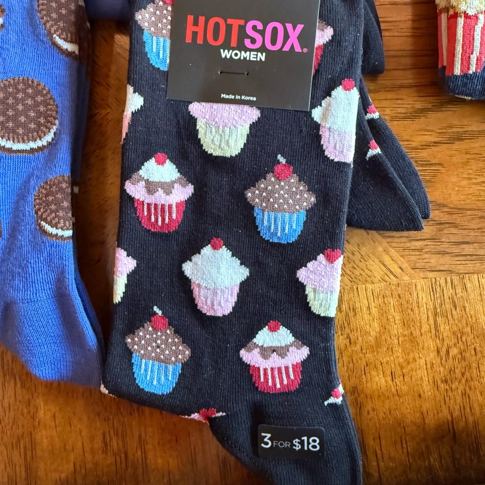 Hot Sox Blue and Pink Casual Socks with Cupcake Design I HAVE many!